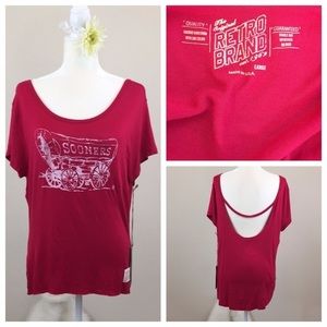 Original Retro Brand Raw Scoop Back TEE Sooners size L